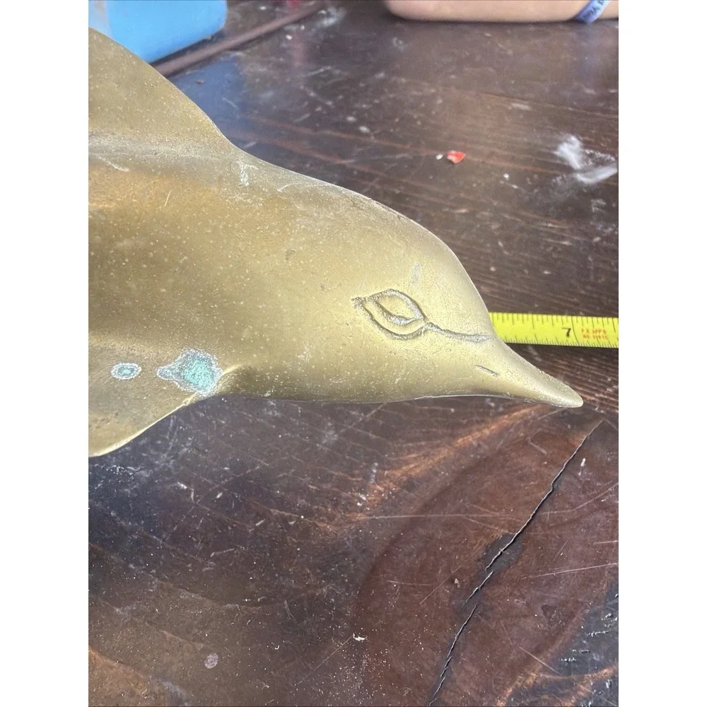 Solid Vintage Brass Bottlenose Dolphin Porpoise Nautical Beach Ocean 8-1/2